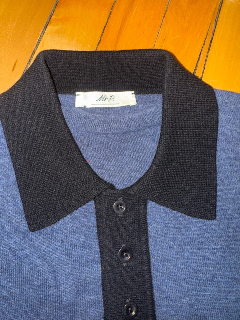 MR P. PORTER Colour-block merino wool polo sweater size medium men’s - Picture 7 of 7